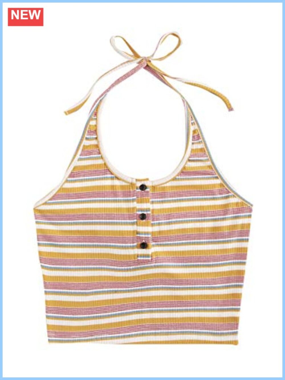 Sleeveless Halter Neck Backless Striped Crop Top Cami Tank